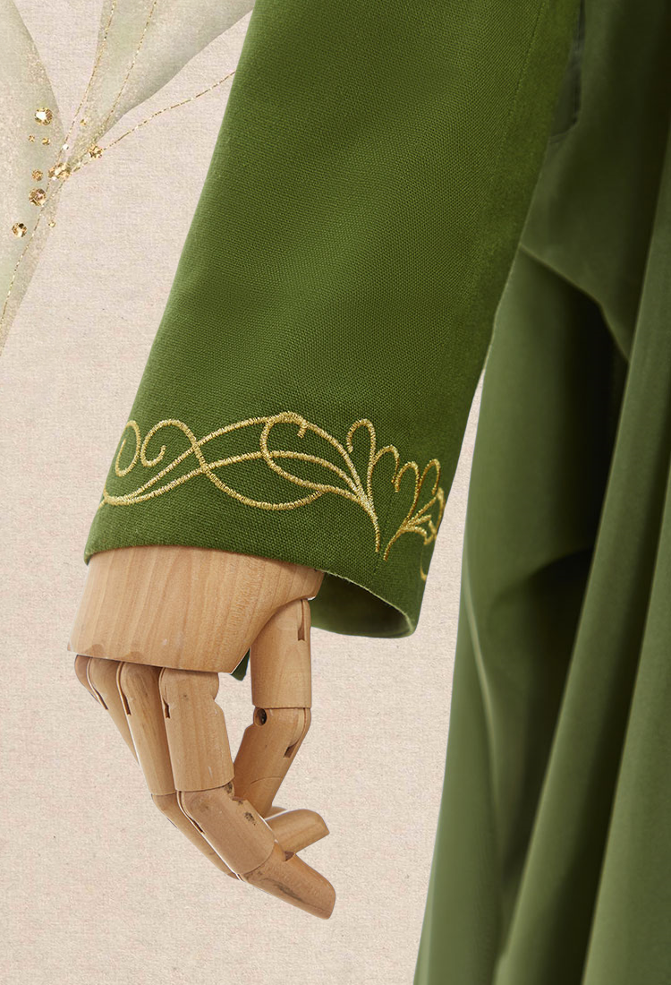 Medieval Renaissance Elf Knight Costume Vintage Embroidered Coat with Shawl