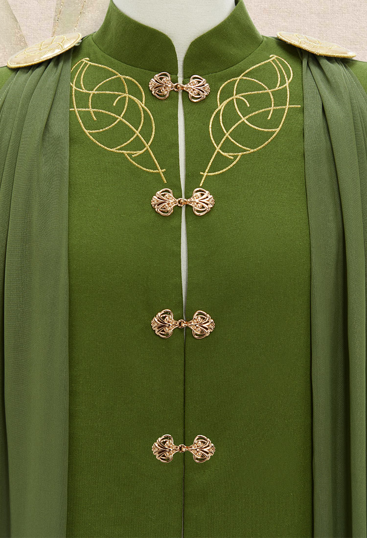 Medieval Renaissance Elf Knight Costume Vintage Embroidered Coat with Shawl