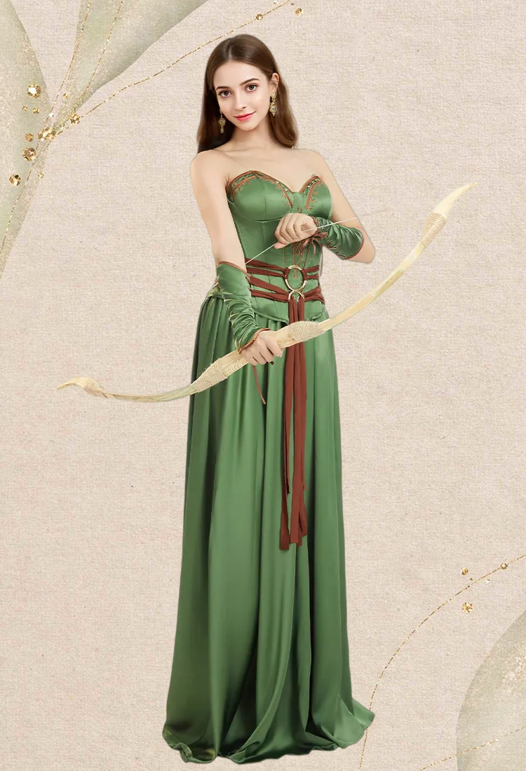 Medieval Renaissance Viking Warrior Female Corset Skirt Set with Waist Ornament and Wrist Armor