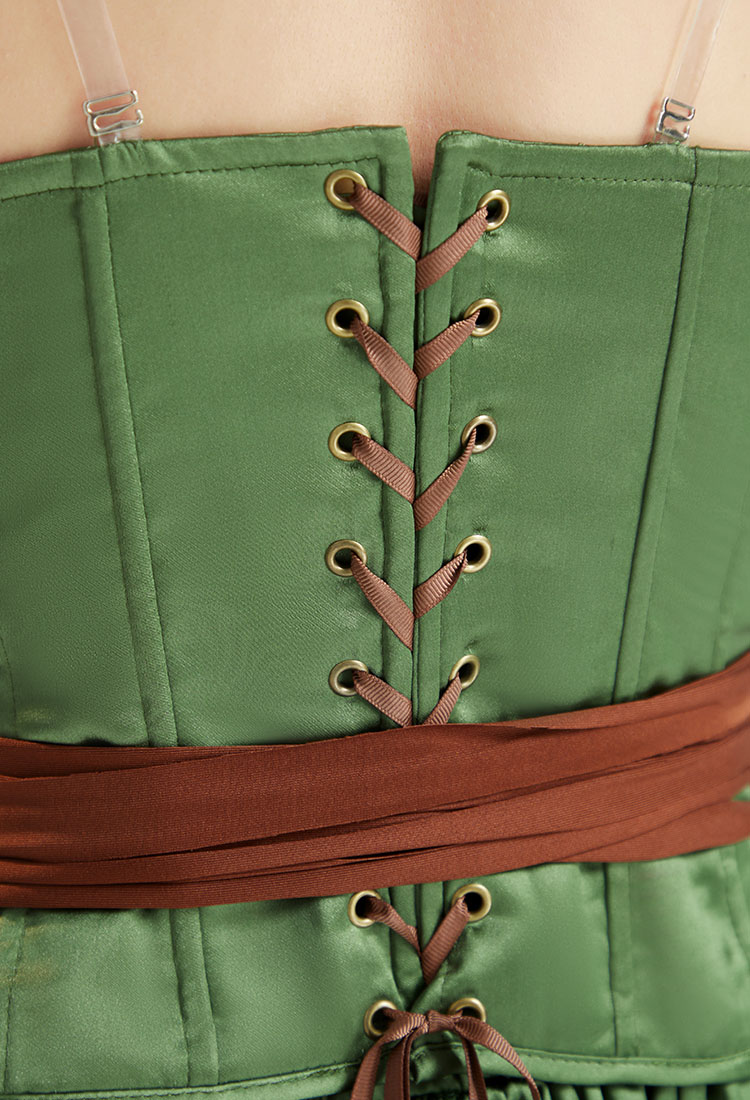 Medieval Renaissance Viking Warrior Female Corset Skirt Set with Waist Ornament and Wrist Armor