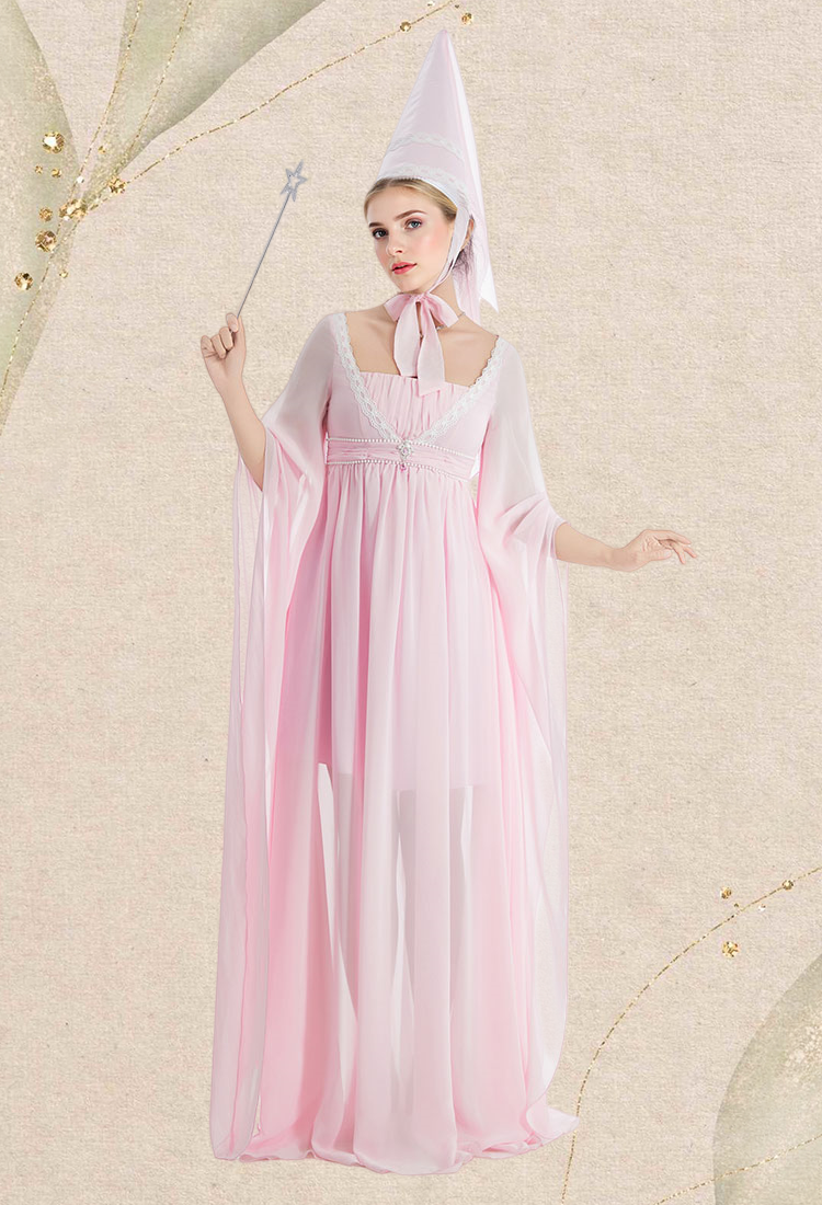 Medieval Princess Dress Renaissance Costume Pink Satin Gown with Hat