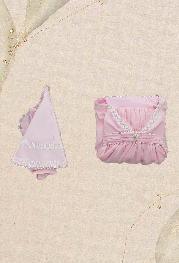 Medieval Princess Dress Renaissance Costume Pink Satin Gown with Hat