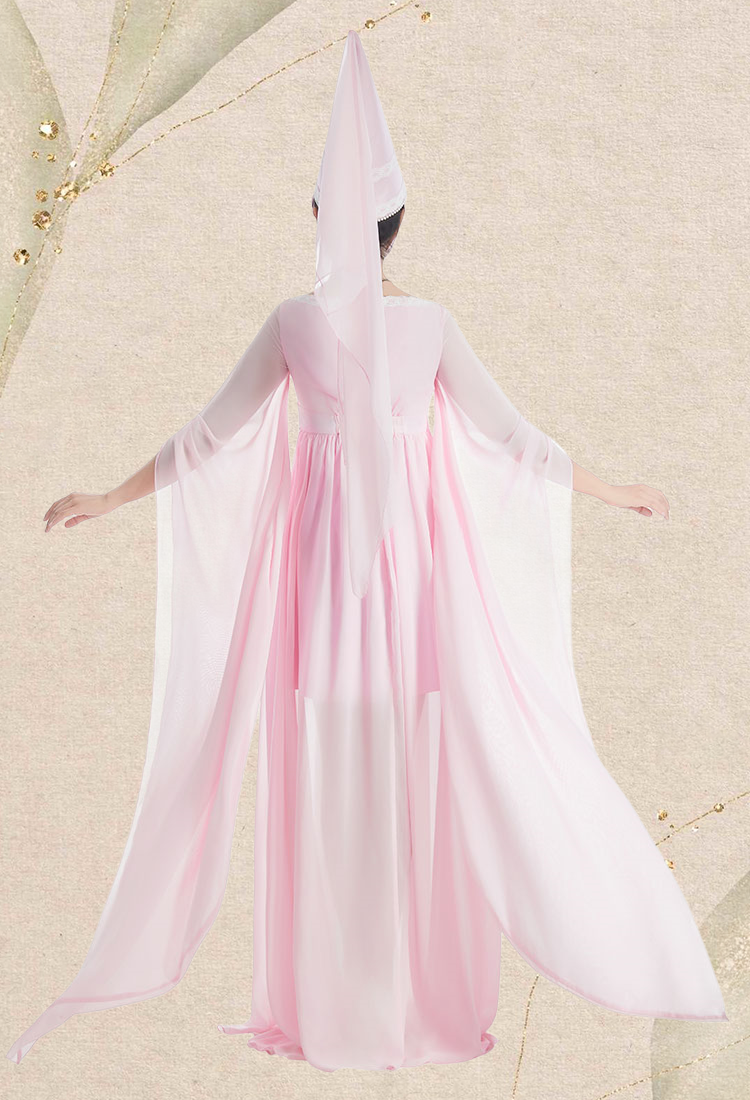 Medieval Princess Dress Renaissance Costume Pink Satin Gown with Hat