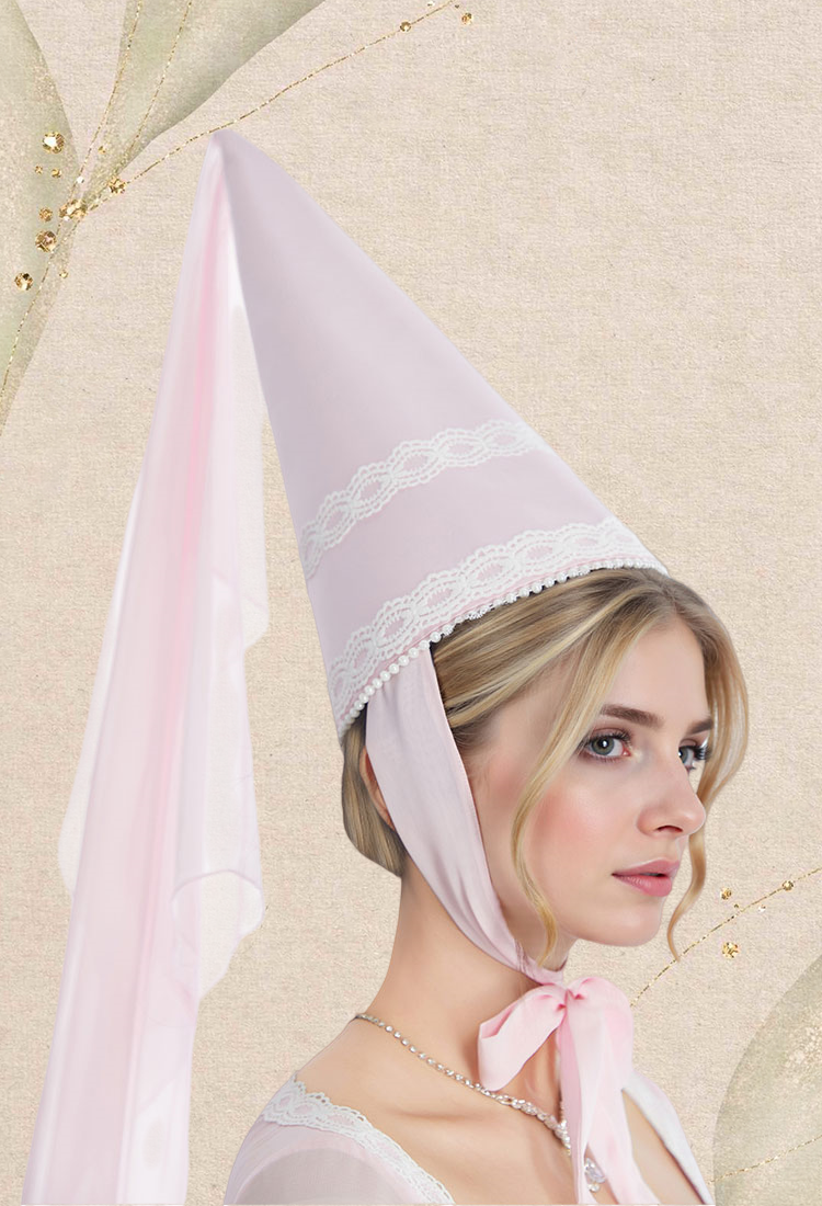 Medieval Princess Dress Renaissance Costume Pink Satin Gown with Hat