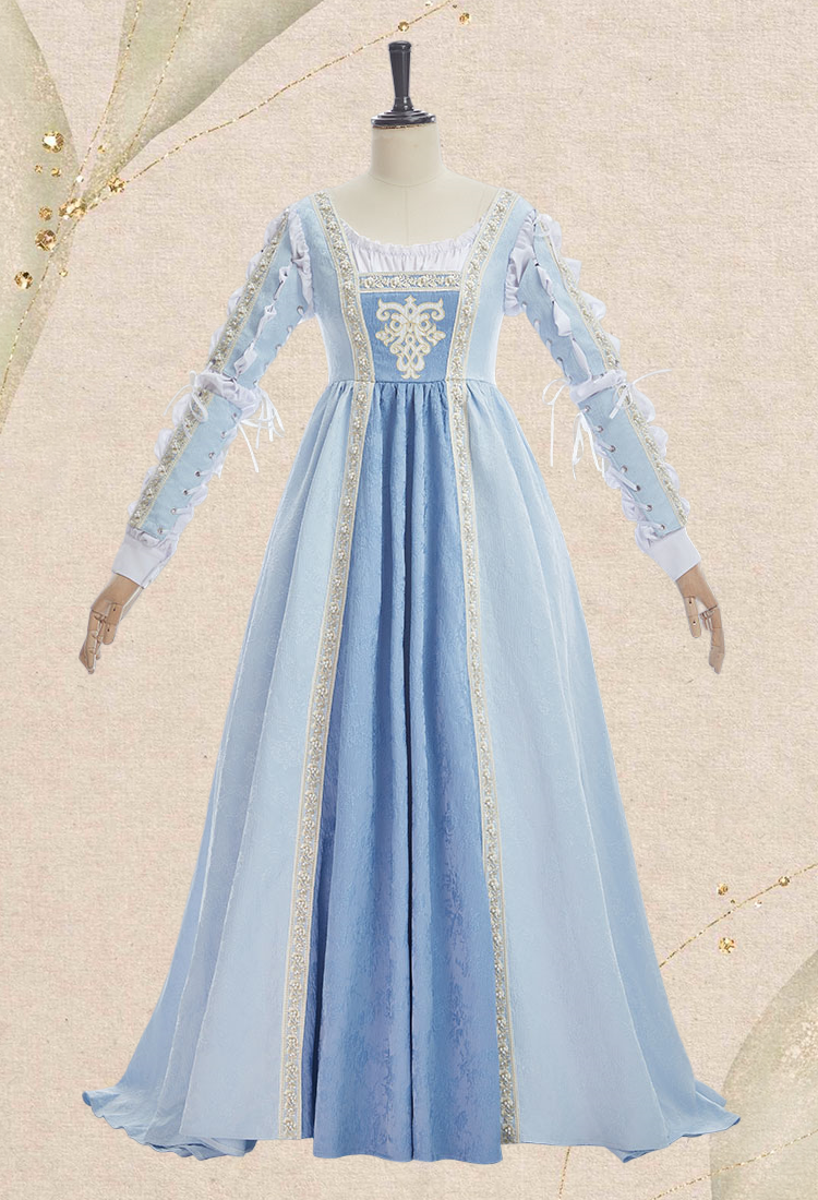 Italian Renaissance Dress Vintage Court Style Blue Dress