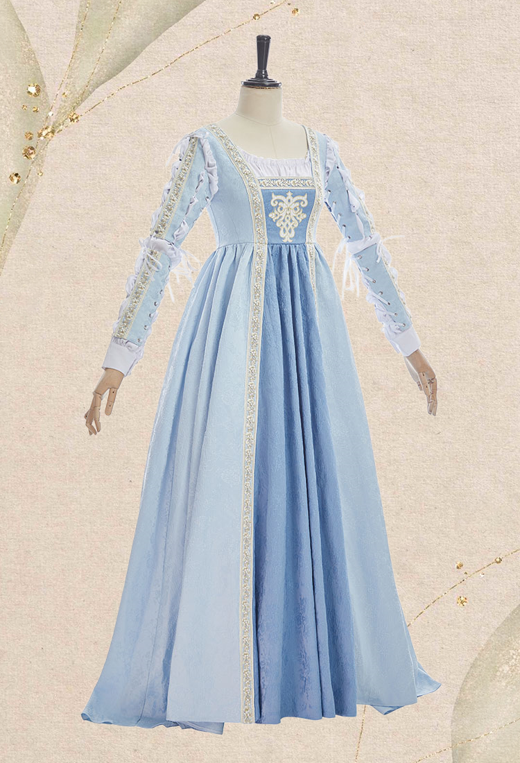 Italian Renaissance Dress Vintage Court Style Blue Dress