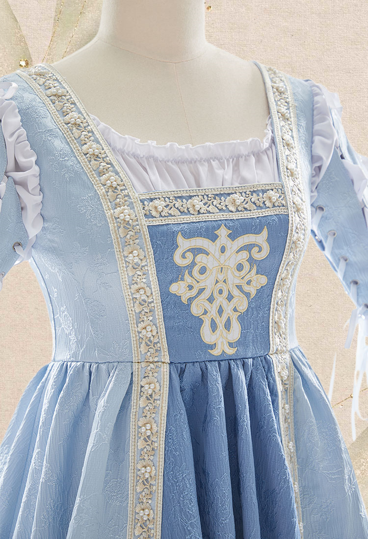 Italian Renaissance Dress Vintage Court Style Blue Dress