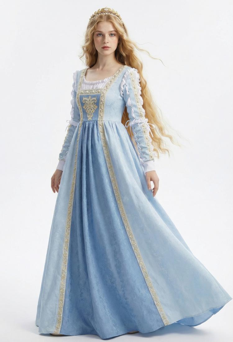 Italian Renaissance Dress Vintage Court Style Blue Dress