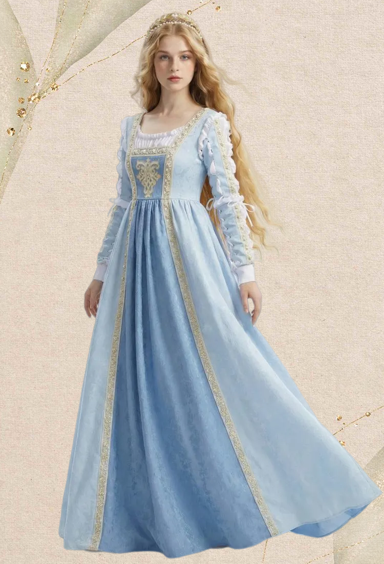 Italian Renaissance Dress Vintage Court Style Blue Dress
