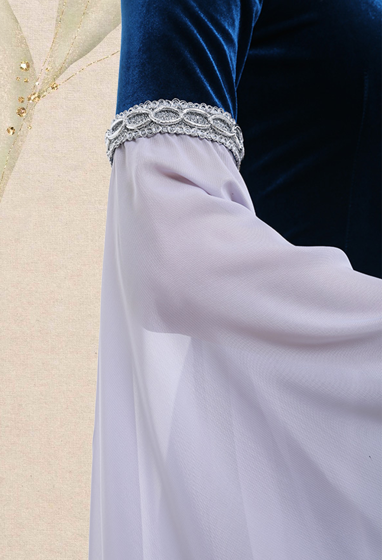 Renaissance Medieval Dress Handmade Vintage Forest Fairy Elf Velvet Back Lace-up Evening Dress Cosplay Costume