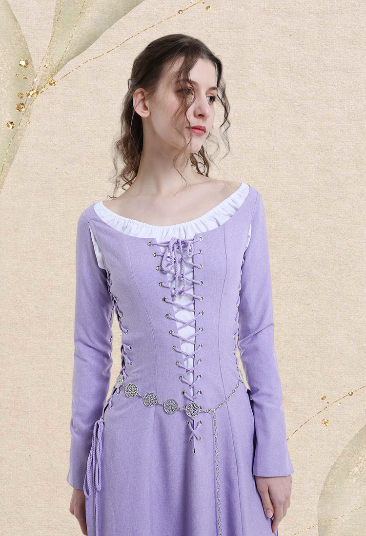 Medieval Renaissance Costume Handmade Historical Retro Lace-up Dress Full Set for Role Play Party LARP Halloween