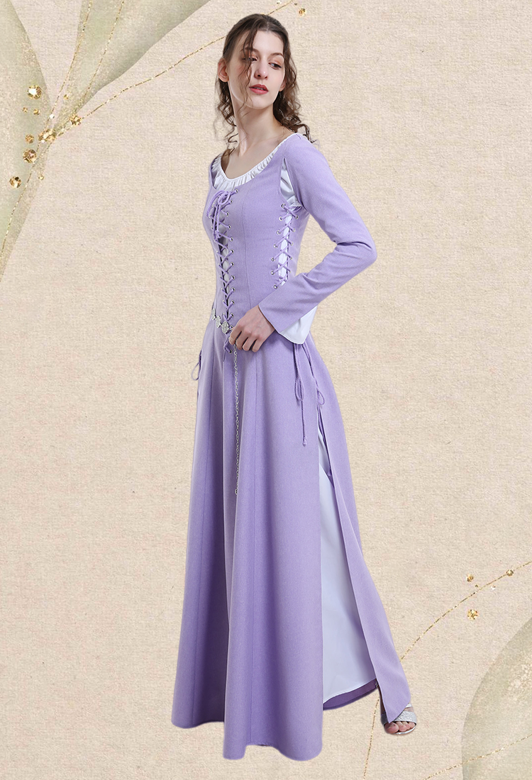 Medieval Renaissance Costume Handmade Historical Retro Lace-up Dress Full Set for Role Play Party LARP Halloween