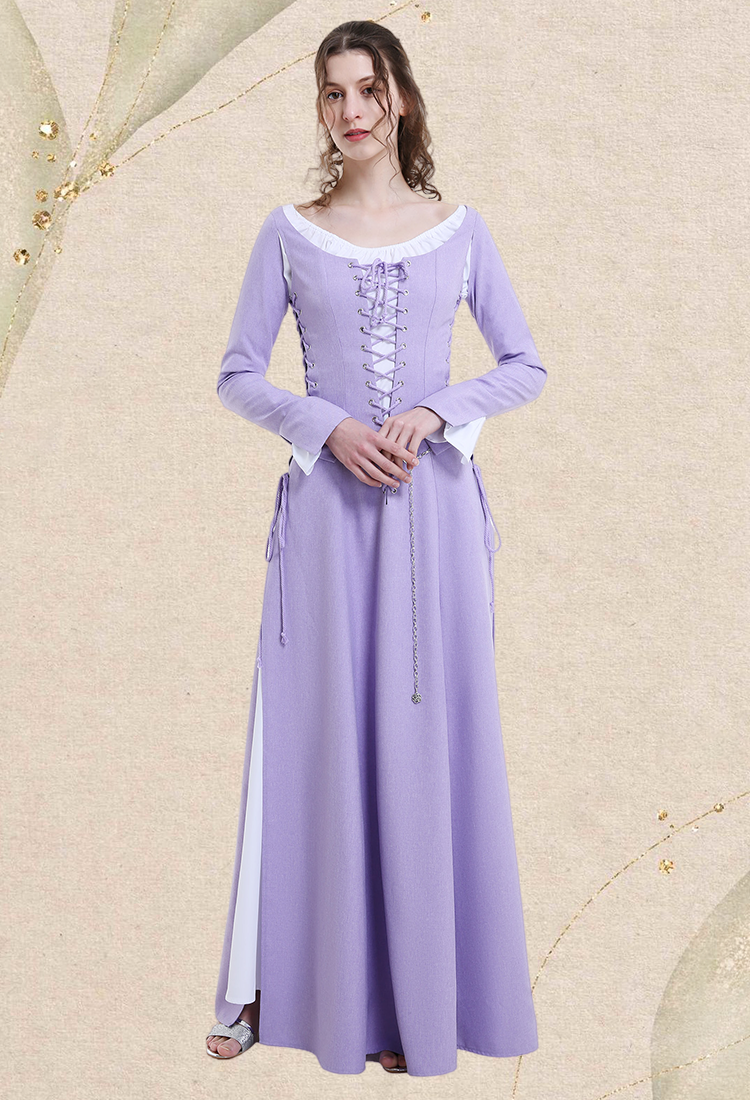 Medieval Renaissance Costume Handmade Historical Retro Lace-up Dress Full Set for Role Play Party LARP Halloween