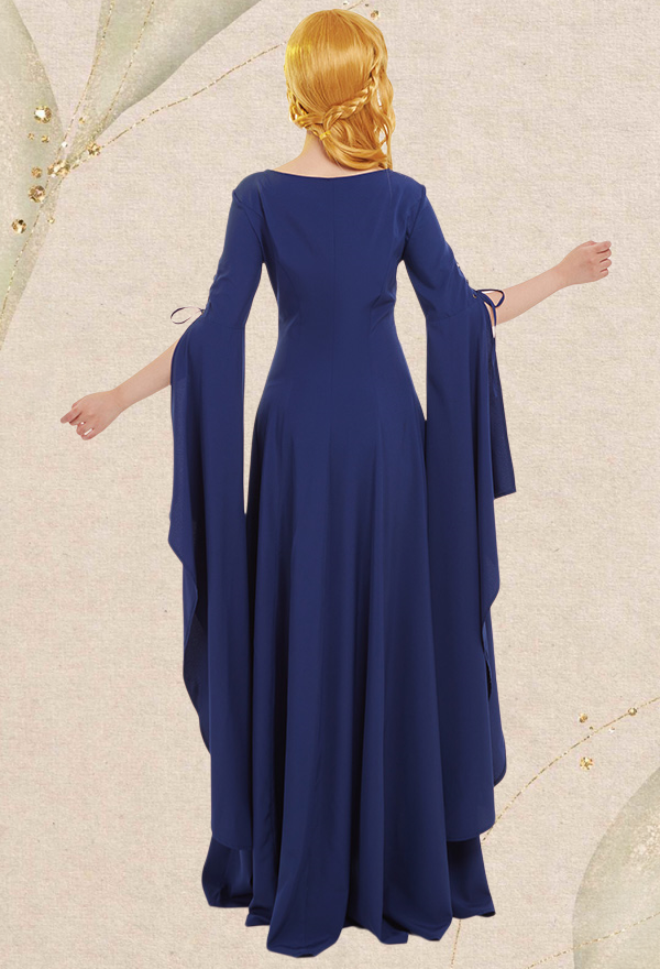 Medieval Renaissance Vintage Wedding Dress with Long Trailing Sleeves