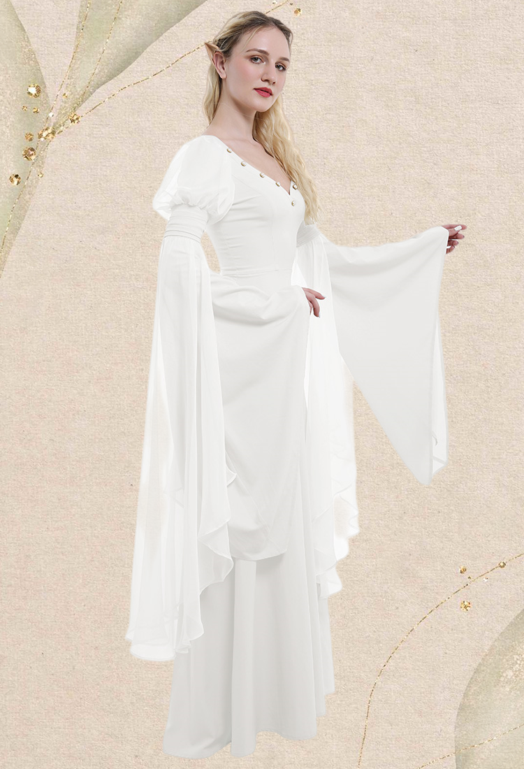 Medieval Renaissance Costume Fairy Elf Wide-sleeved Dress Cosplay Costume