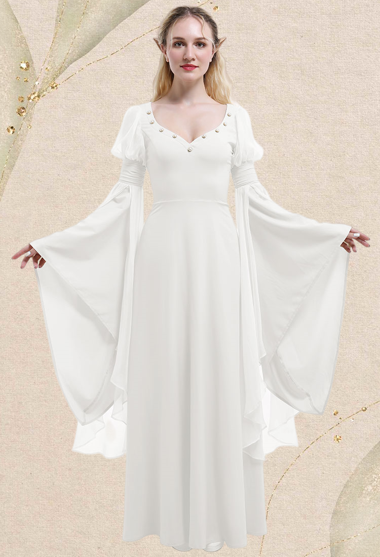 Medieval Renaissance Costume Fairy Elf Wide-sleeved Dress Cosplay Costume