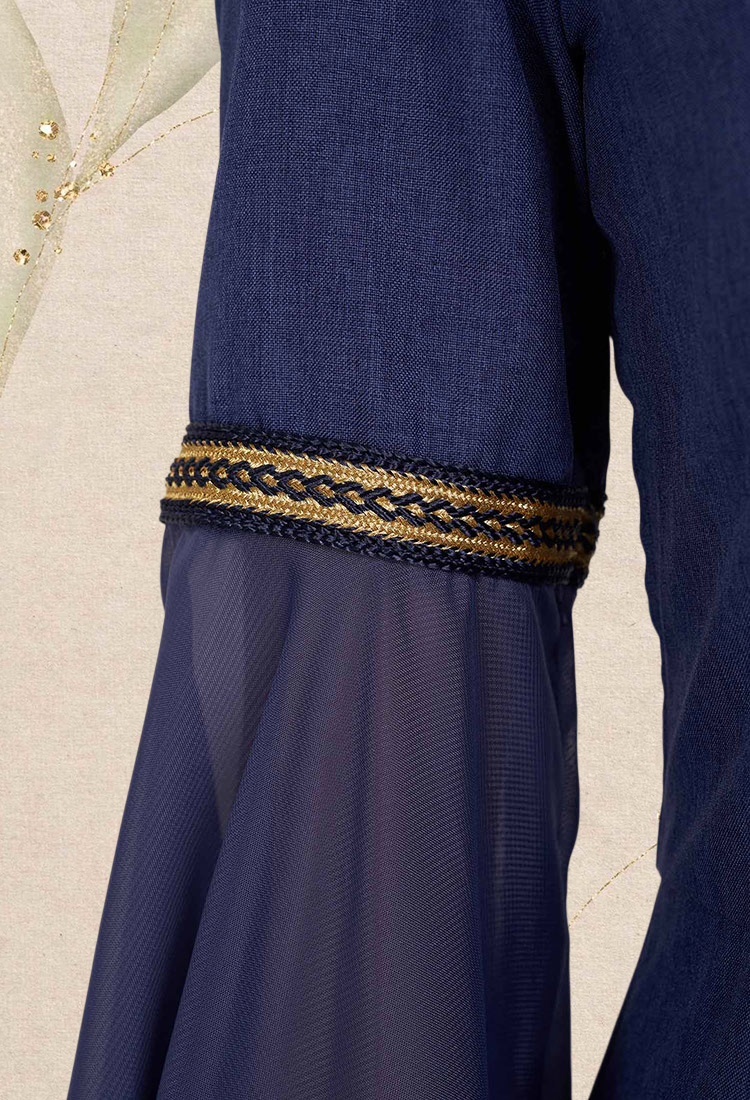 Medieval Style Dress Deep V Wide Sleeve Long Side Slit Dress