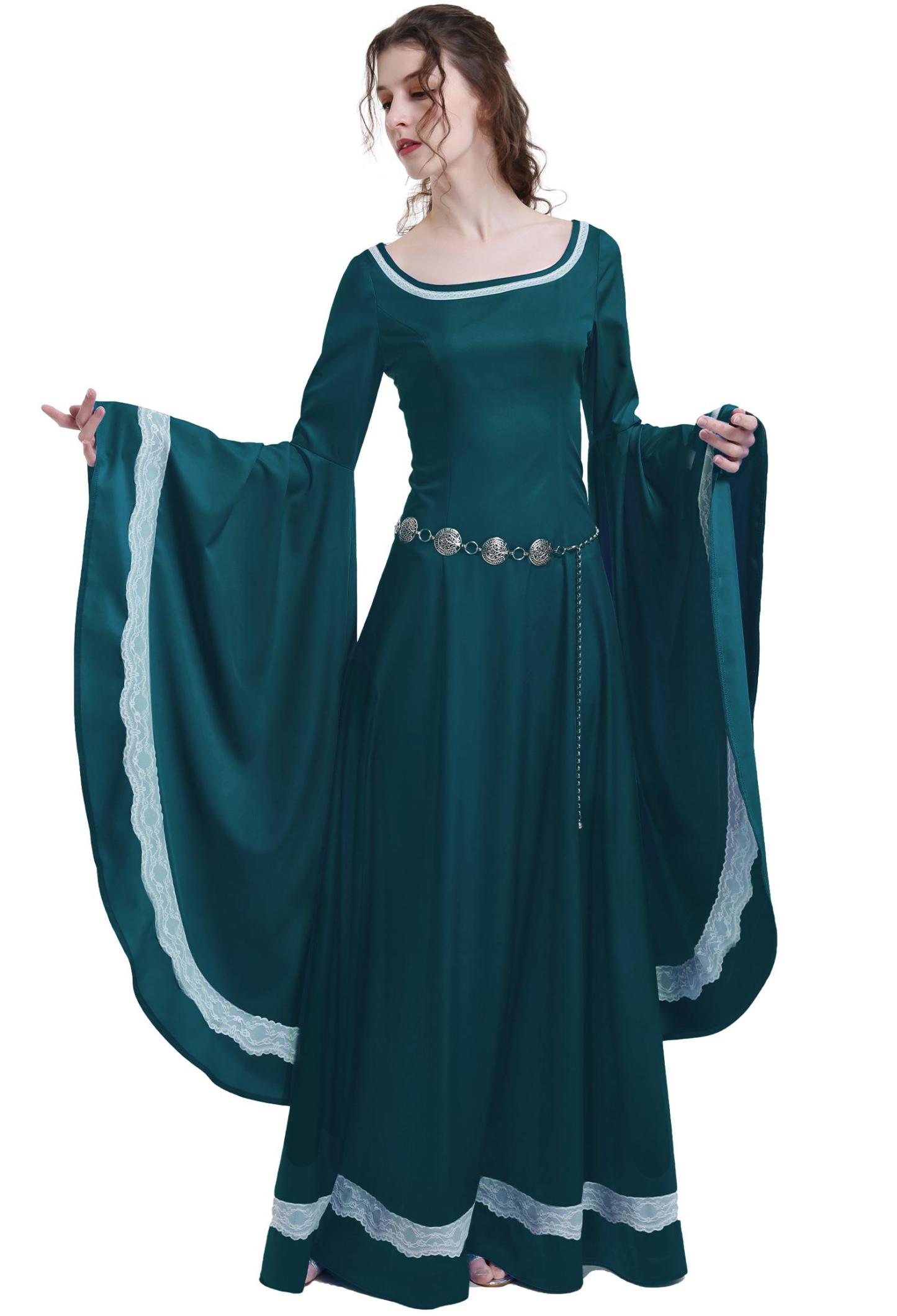 Medieval Renaissance Costume Historical Retro Dress Gown for Role Play Party Halloween