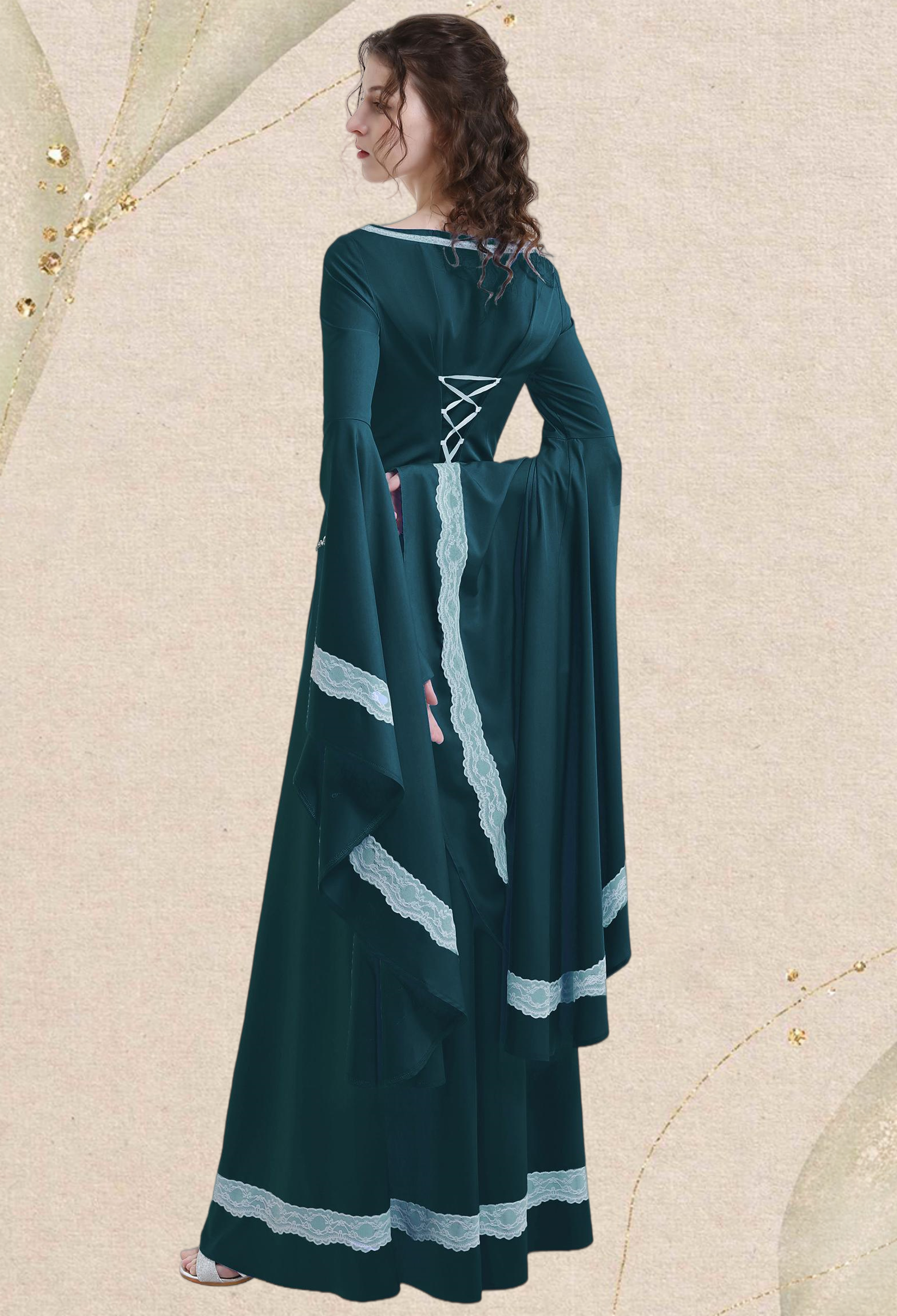 Medieval Renaissance Costume Historical Retro Dress Gown for Role Play Party Halloween