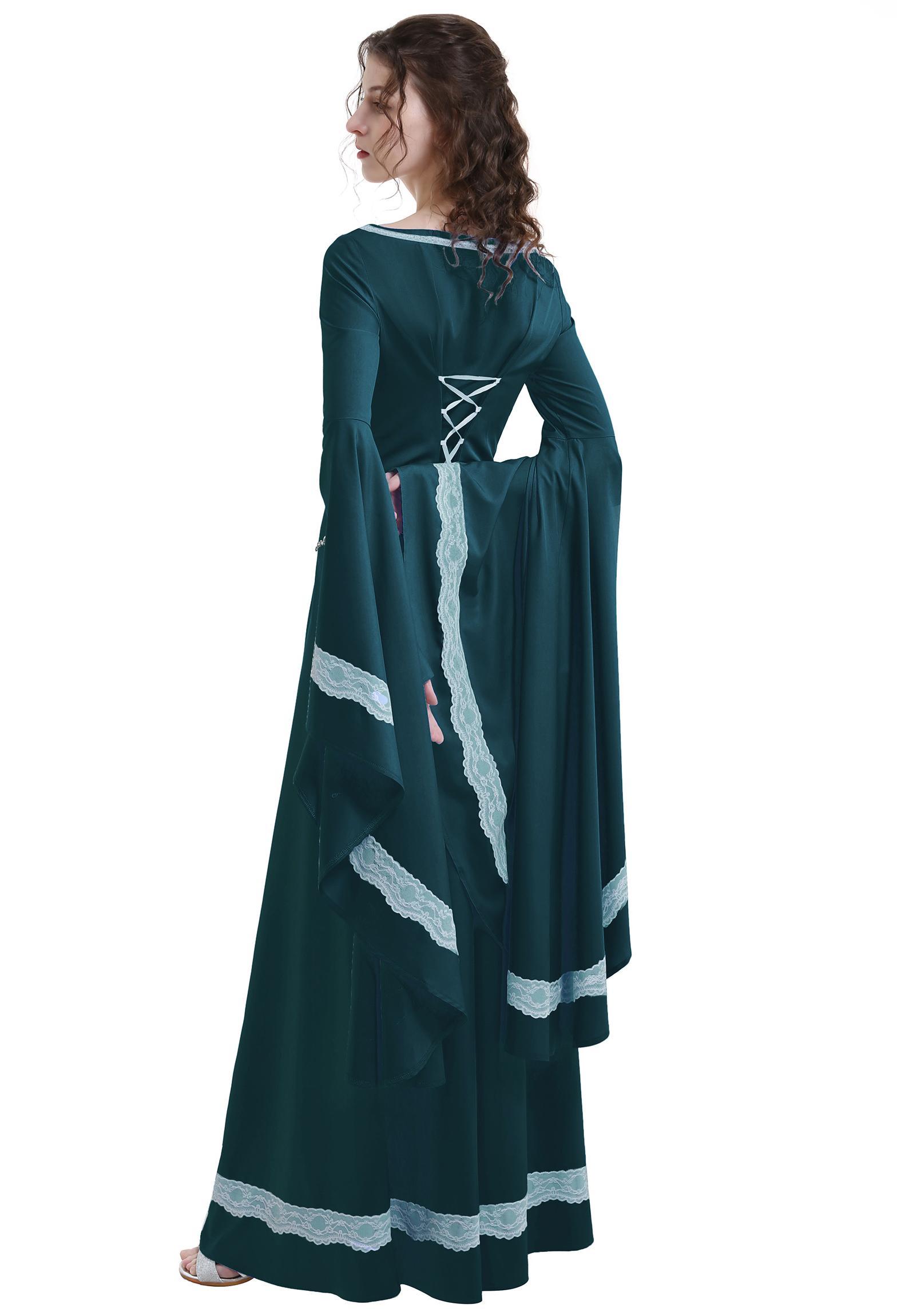 Medieval Renaissance Costume Historical Retro Dress Gown for Role Play Party Halloween