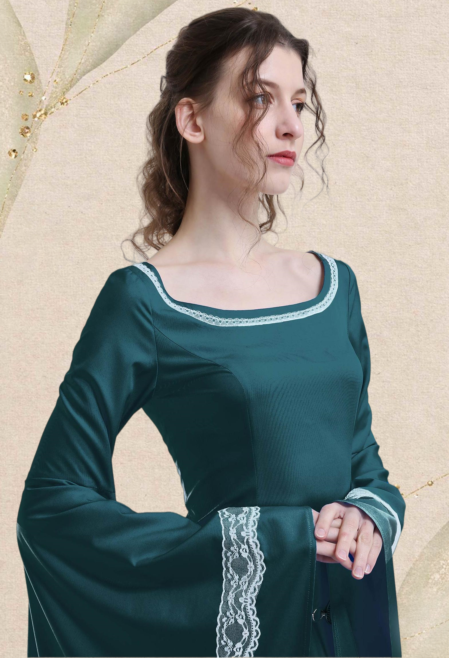 Medieval Renaissance Costume Historical Retro Dress Gown for Role Play Party Halloween