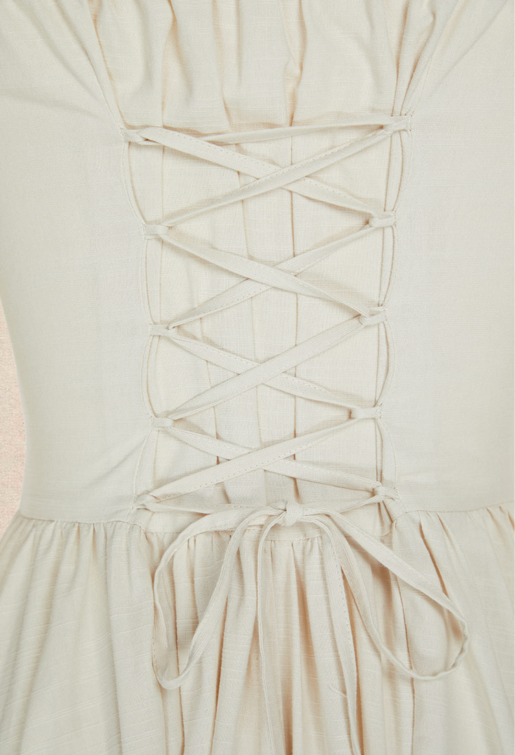 Medieval Renaissance Dress Princess Style White Long Sleeve Off Shoulder Dress with Ruffle Hem