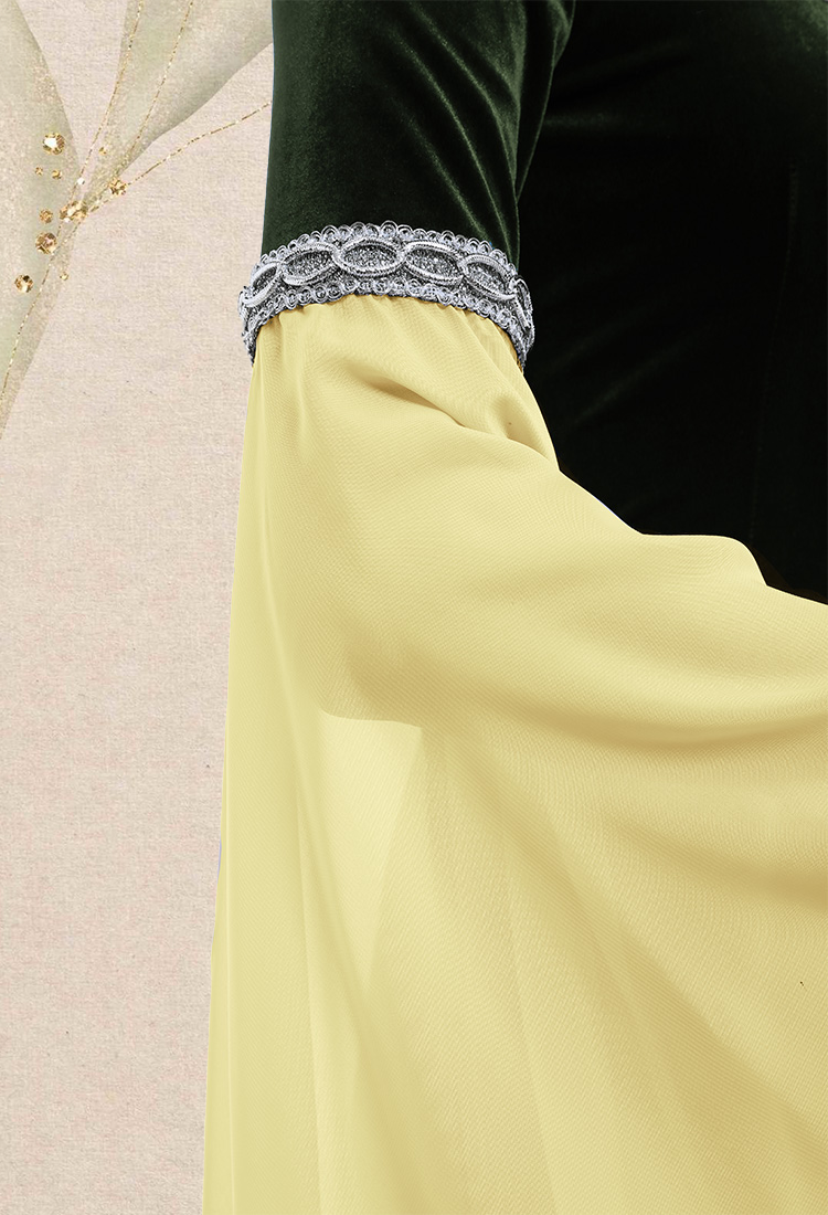 Renaissance Medieval Dress Handmade Vintage Forest Fairy Elf Velvet Back Lace-up Green Evening Dress Cosplay Costume