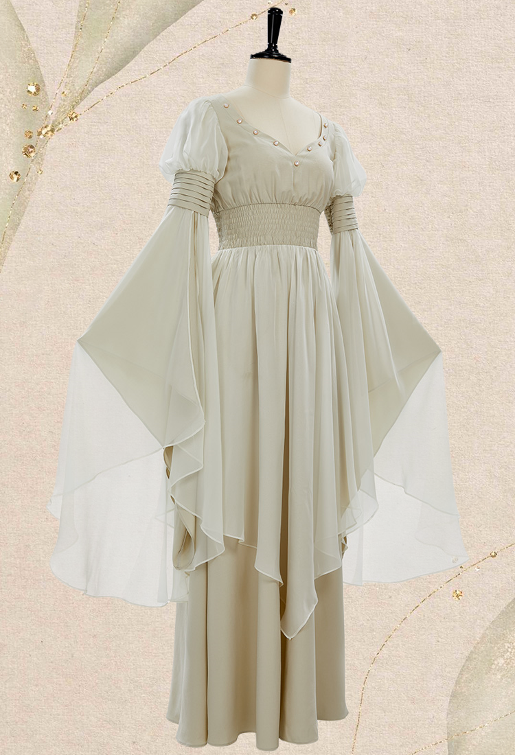 Medieval Renaissance Costume Fairy Elf Wide Sleeve Cinched Waist Dress