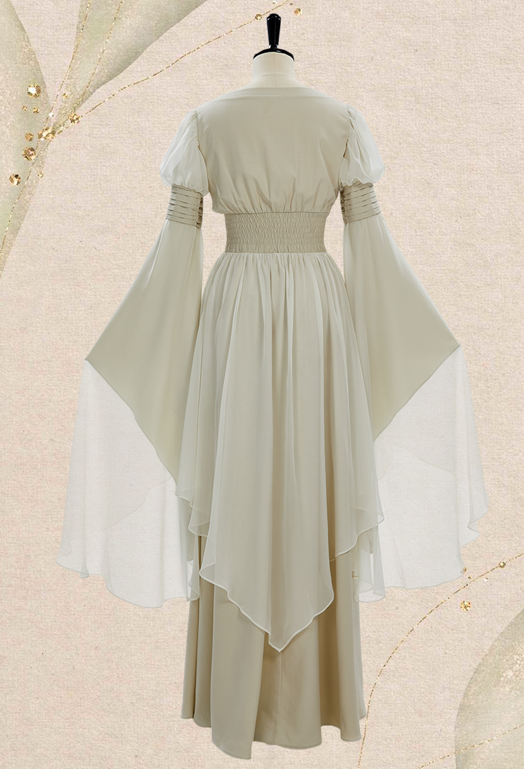 Medieval Renaissance Costume Fairy Elf Wide Sleeve Cinched Waist Dress