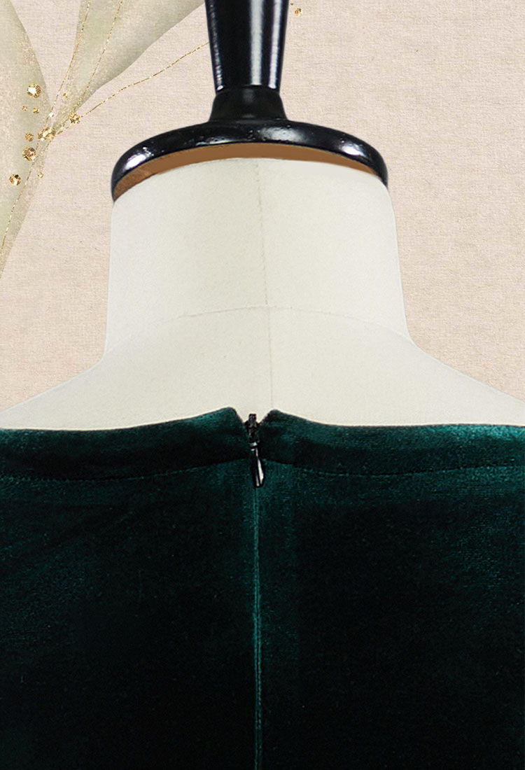 Medieval Renaissance Costume Elf Style Dark Green Velvet Long Lace-up Dress