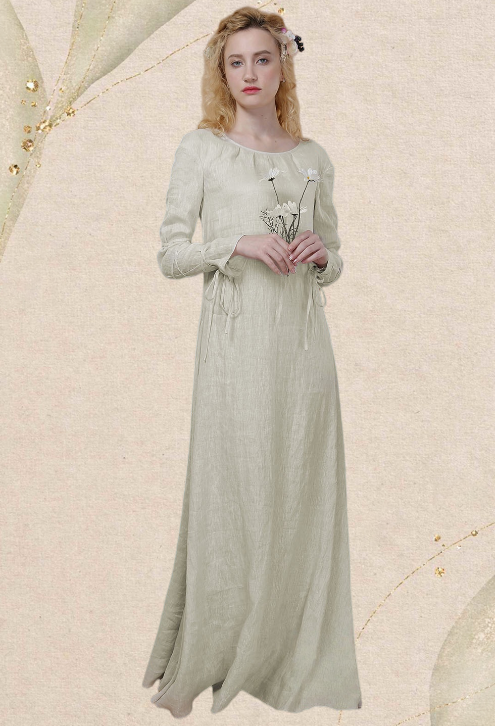 The Duchess: Exclusive Medieval Renaissance Wedding Handmade Natural Linen Chemise with Ruffled Round Collar