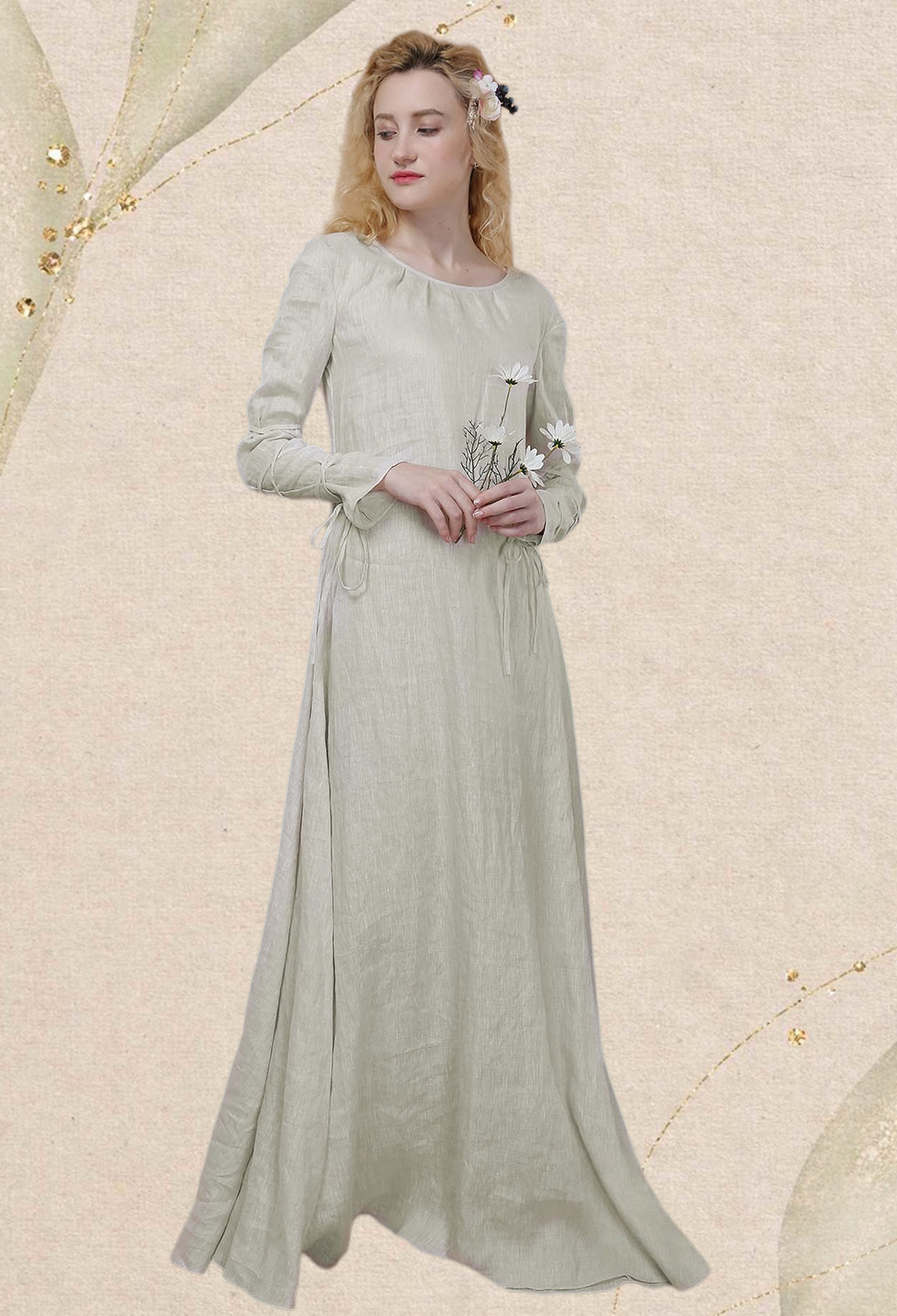 The Duchess: Exclusive Medieval Renaissance Wedding Handmade Natural Linen Chemise with Ruffled Round Collar