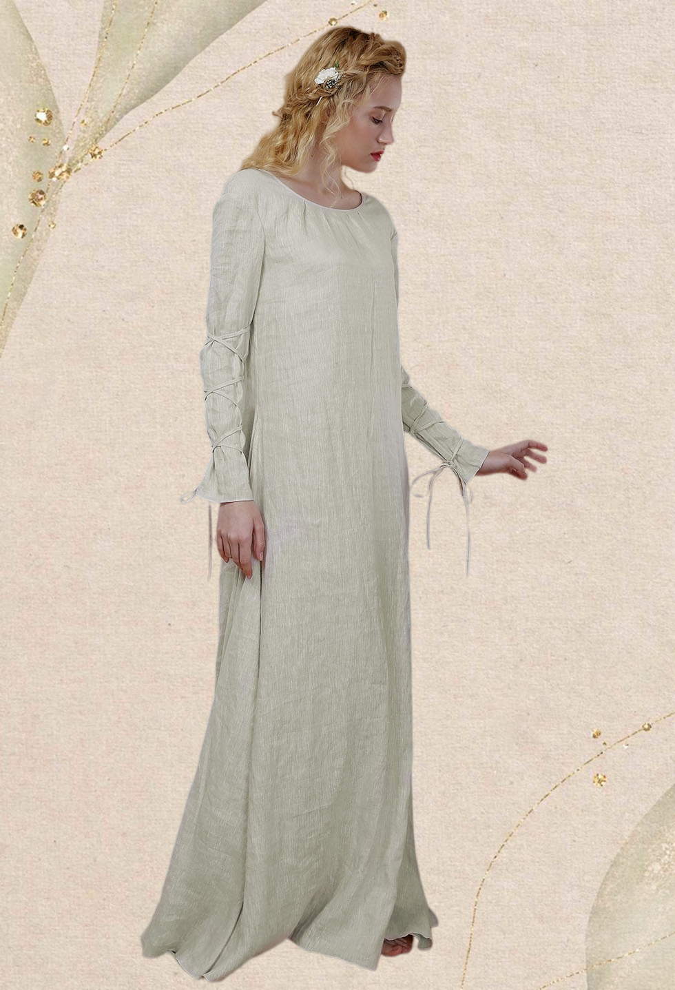 The Duchess: Exclusive Medieval Renaissance Wedding Handmade Natural Linen Chemise with Ruffled Round Collar