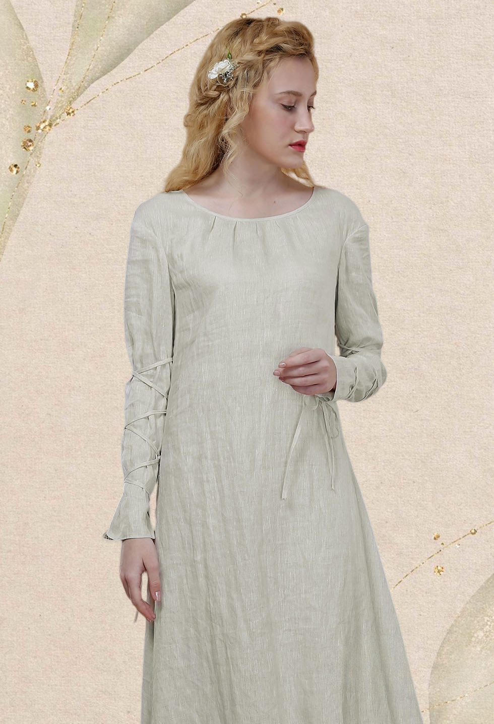 The Duchess: Exclusive Medieval Renaissance Wedding Handmade Natural Linen Chemise with Ruffled Round Collar