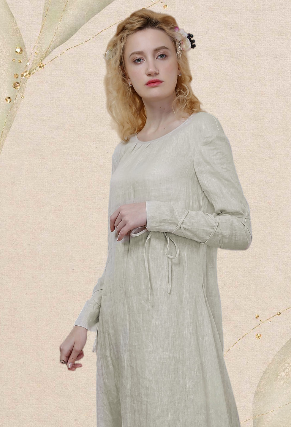 The Duchess: Exclusive Medieval Renaissance Wedding Handmade Natural Linen Chemise with Ruffled Round Collar