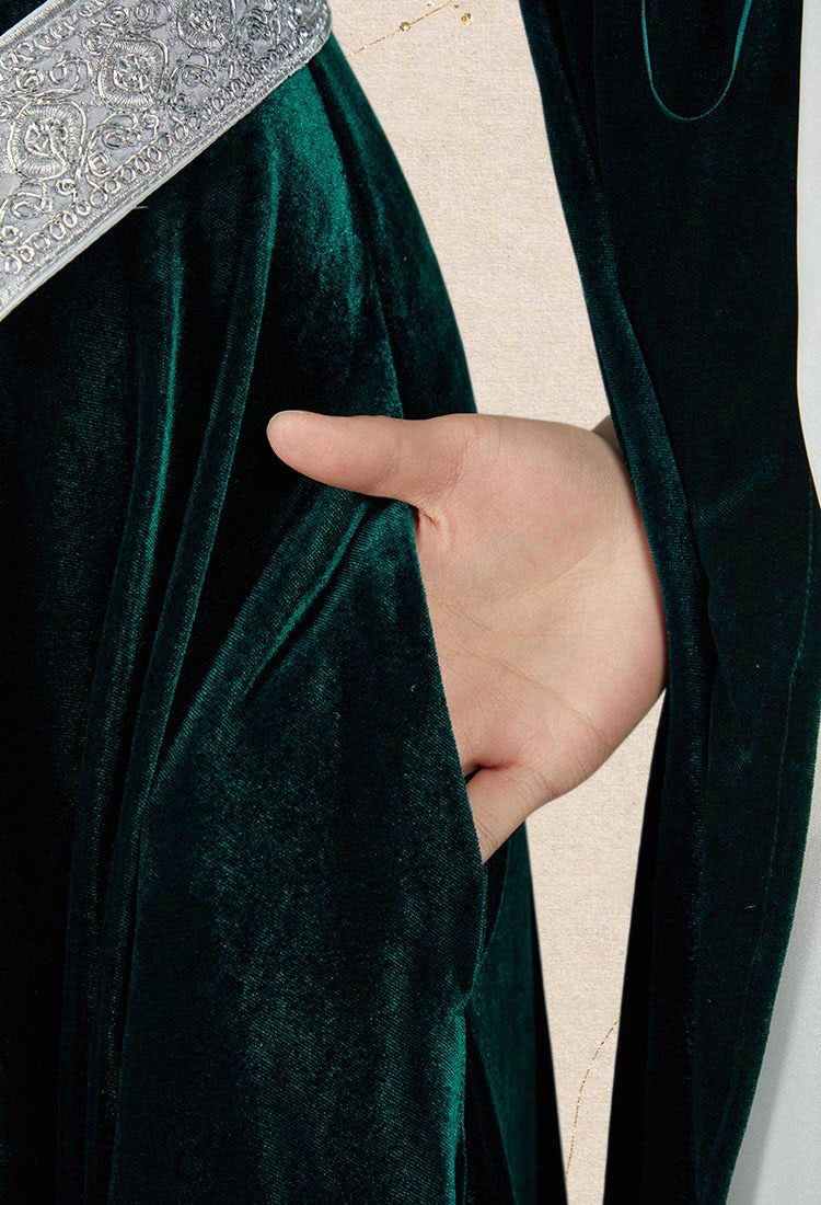 Medieval Renaissance Costume Elf Style Off Shoulder Velvet Long Slim-fit Dress