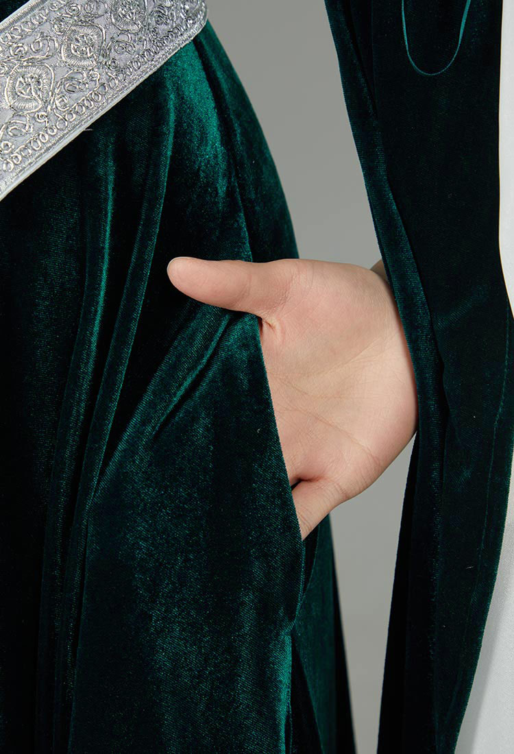 Medieval Renaissance Costume Elf Style Off Shoulder Velvet Long Slim-fit Dress
