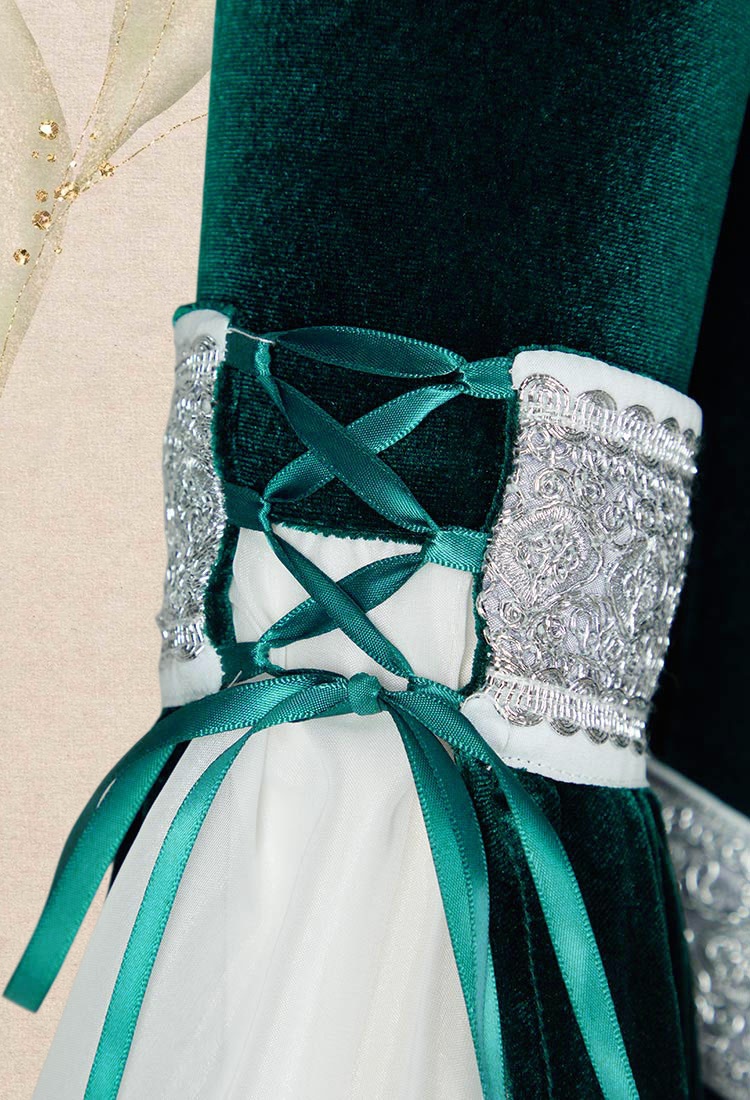 Medieval Renaissance Costume Elf Style Off Shoulder Velvet Long Slim-fit Dress