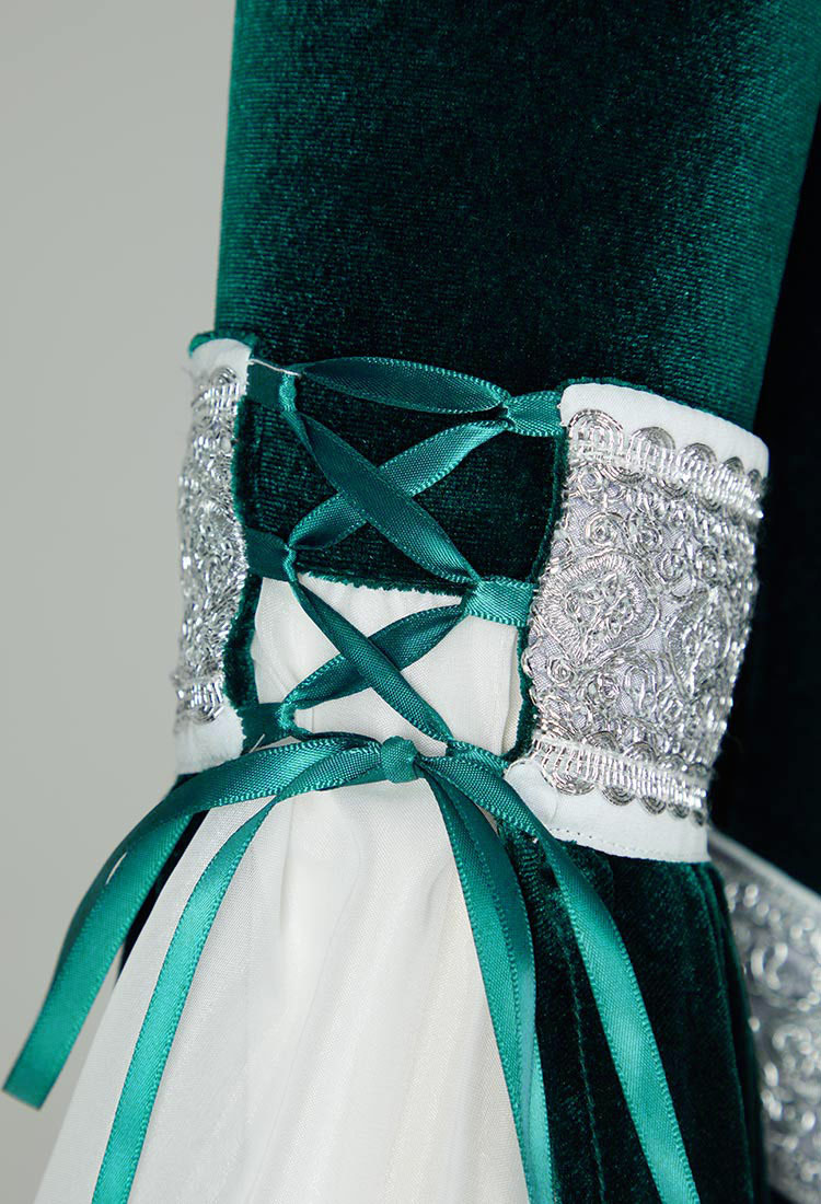 Medieval Renaissance Costume Elf Style Off Shoulder Velvet Long Slim-fit Dress