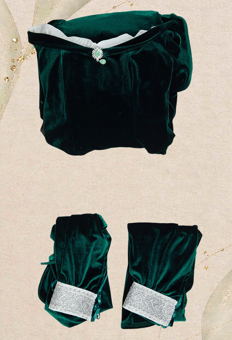 Medieval Renaissance Costume Elf Style Off Shoulder Velvet Long Slim-fit Dress