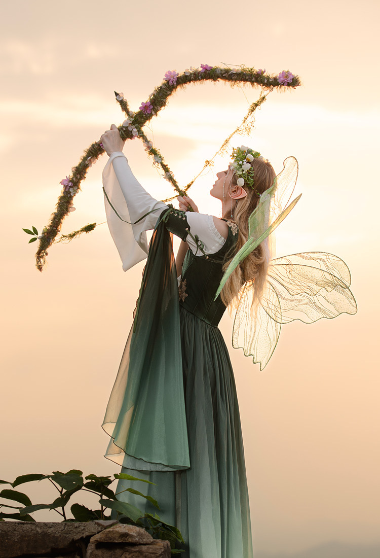 Medieval Renaissance Costume Elf Style Dress with Sleeves Cosplay Costume