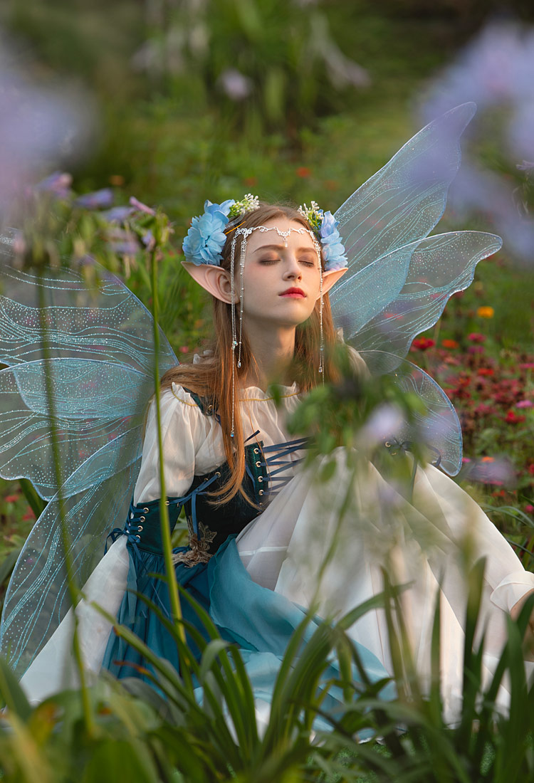 Medieval Renaissance Costume Elf Style Dress with Sleeves Cosplay Costume