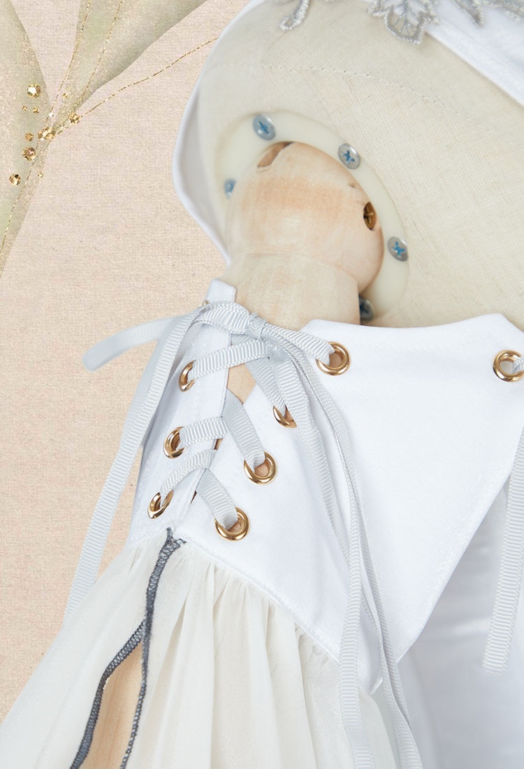 Medieval Renaissance Clothing Elf Style White Grey Gradient Dress with Sleeves Cosplay Costume