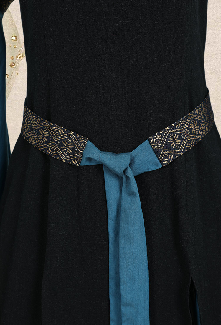 Medieval Renaissance Dress Costume Viking Elf Off Shoulder Dress with Belt and Sleeves Cosplay Costume