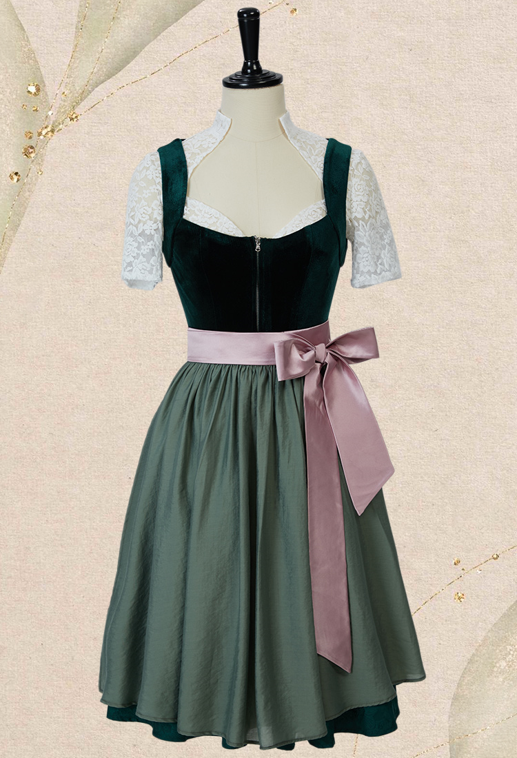 German Oktoberfest Bavarian Dirndl Dress Medieval Style German Traditional Dress Square Neck Dress and Top with Apron Costume