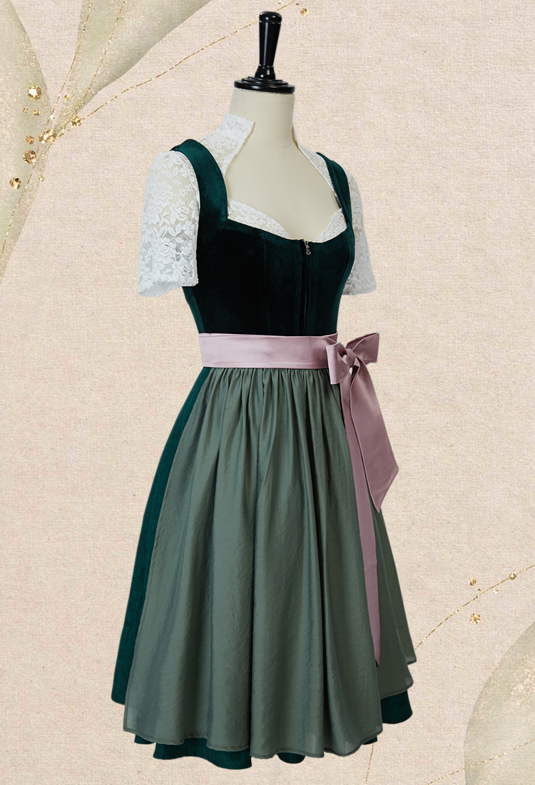 German Oktoberfest Bavarian Dirndl Dress Medieval Style German Traditional Dress Square Neck Dress and Top with Apron Costume