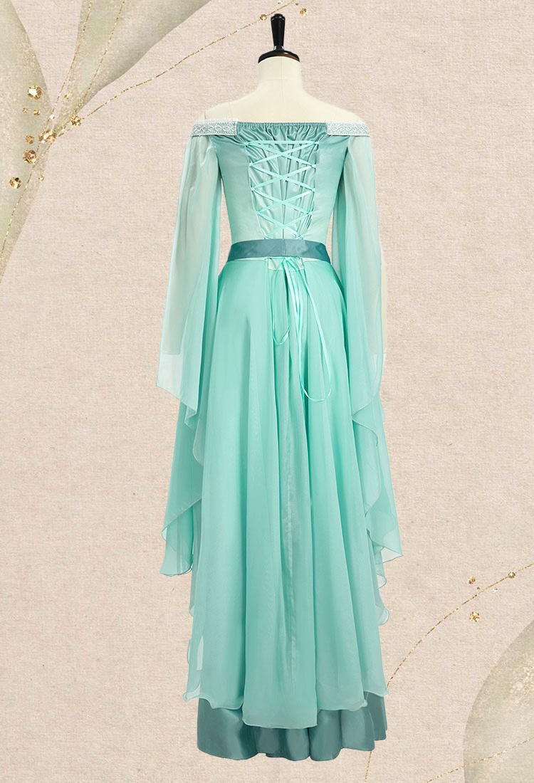 Medieval Renaissance Costume Gradient Fairy Dress Retro Elegant Elf Strapless Dress