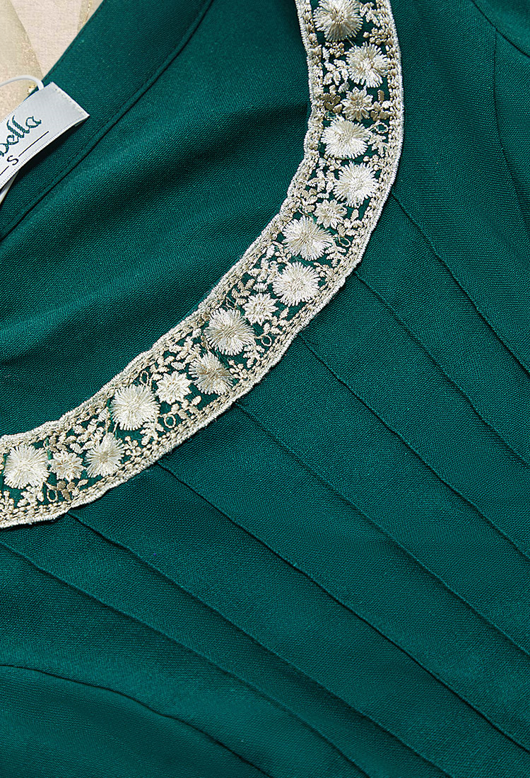 Medieval Renaissance Costume Outfit Vintage Dark Green Dress with Braided Belt