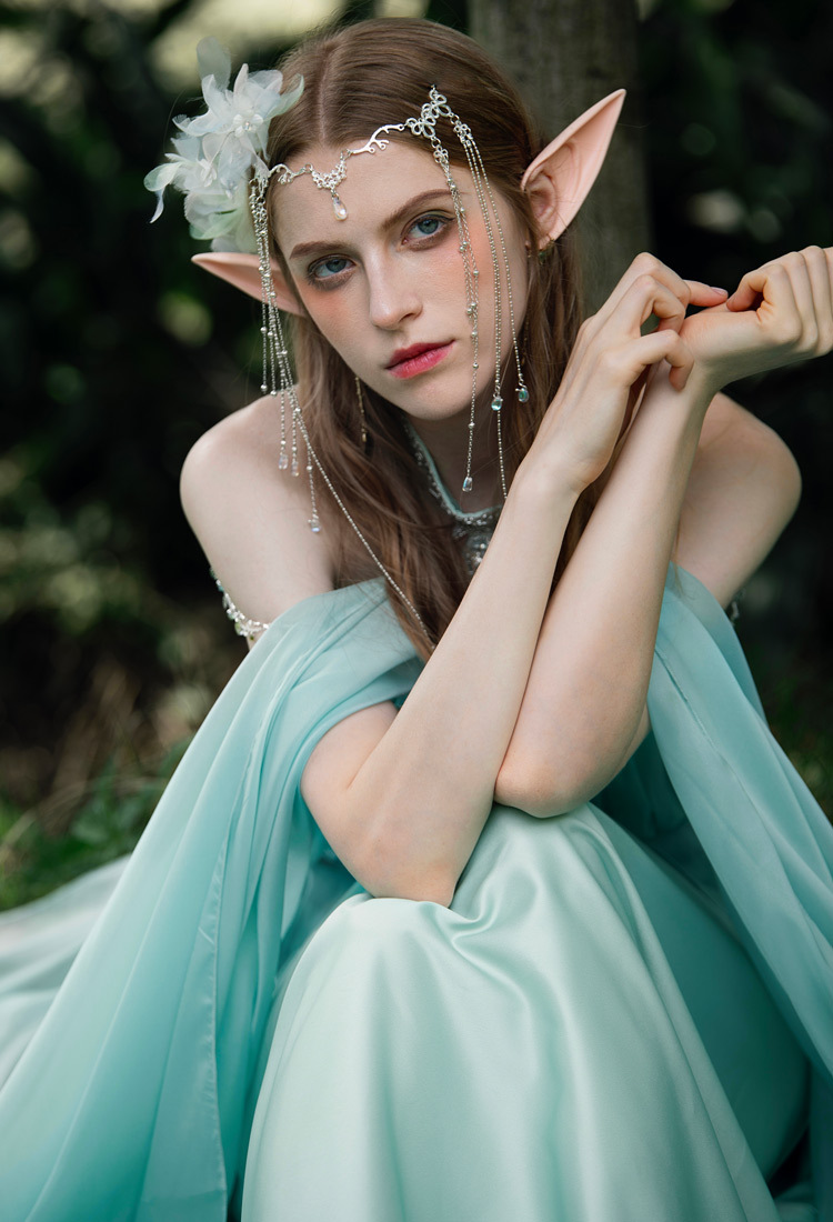 Medieval Renaissance Fairy Dress Vintage Elf Halter Neck Dress with Cape