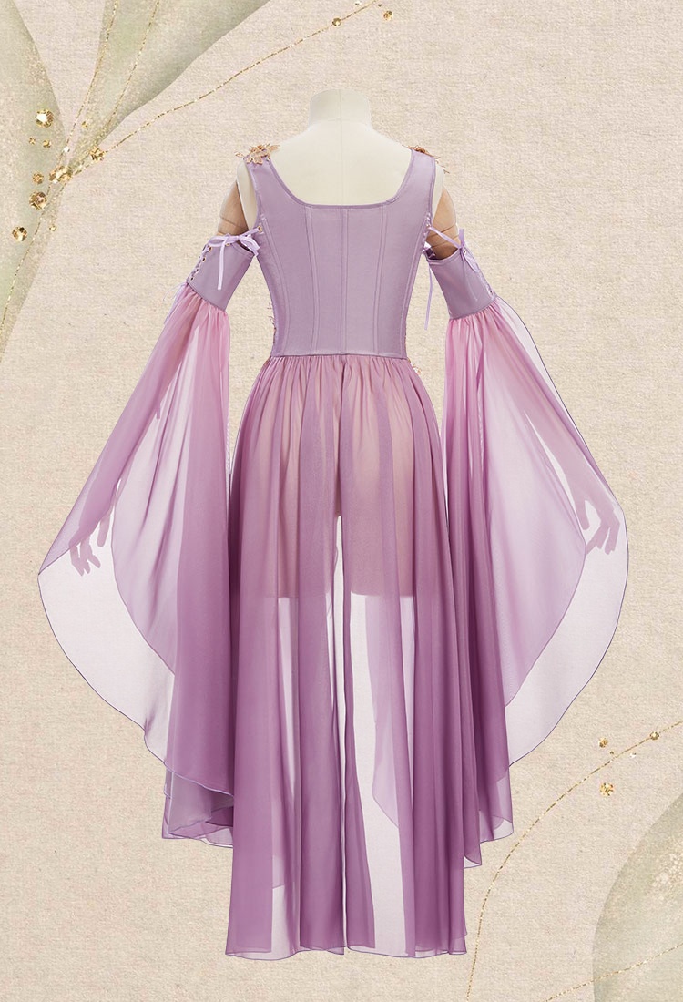Medieval Renaissance Costume Elf Style Gradient Dress with Sleeves
